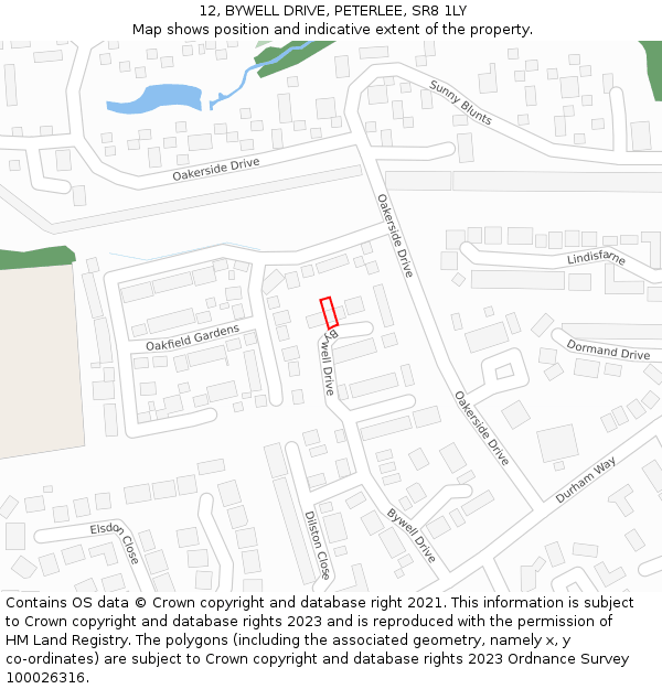 12, BYWELL DRIVE, PETERLEE, SR8 1LY: Location map and indicative extent of plot