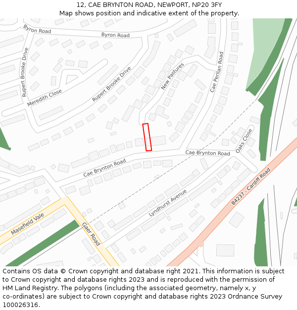 12, CAE BRYNTON ROAD, NEWPORT, NP20 3FY: Location map and indicative extent of plot