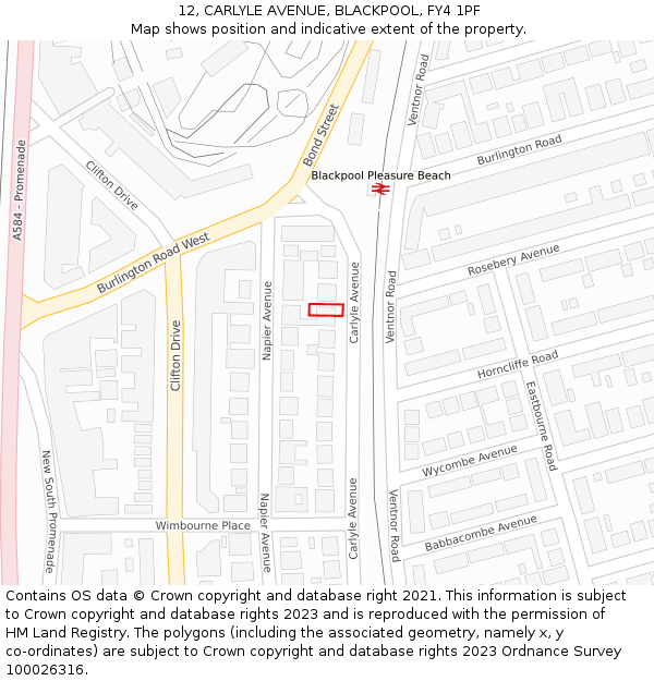 12, CARLYLE AVENUE, BLACKPOOL, FY4 1PF: Location map and indicative extent of plot