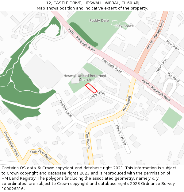 12, CASTLE DRIVE, HESWALL, WIRRAL, CH60 4RJ: Location map and indicative extent of plot