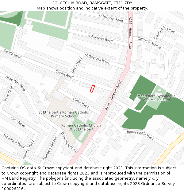 12, CECILIA ROAD, RAMSGATE, CT11 7DY: Location map and indicative extent of plot