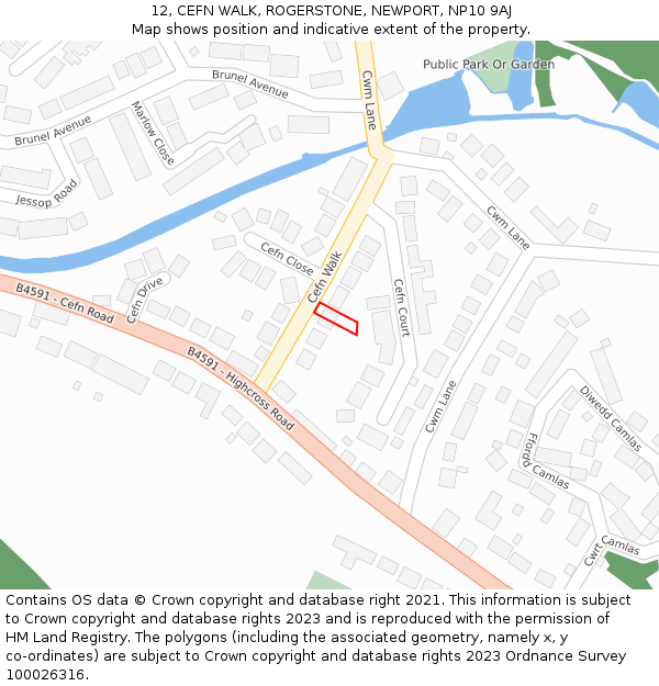 12, CEFN WALK, ROGERSTONE, NEWPORT, NP10 9AJ: Location map and indicative extent of plot