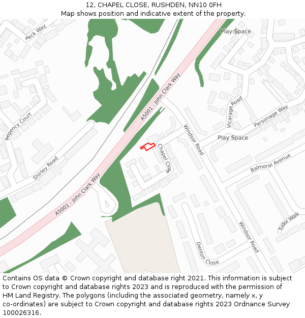 12, CHAPEL CLOSE, RUSHDEN, NN10 0FH: Location map and indicative extent of plot