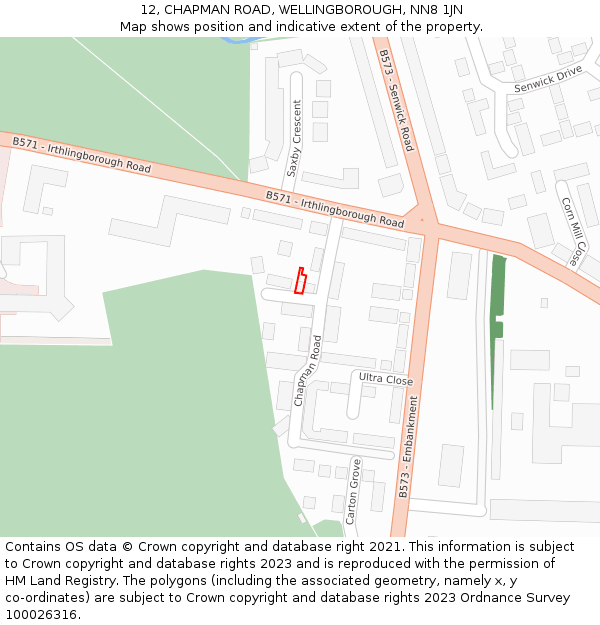 12, CHAPMAN ROAD, WELLINGBOROUGH, NN8 1JN: Location map and indicative extent of plot