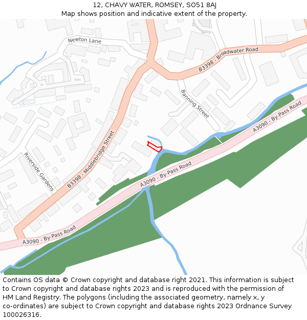 12, CHAVY WATER, ROMSEY, SO51 8AJ: Location map and indicative extent of plot