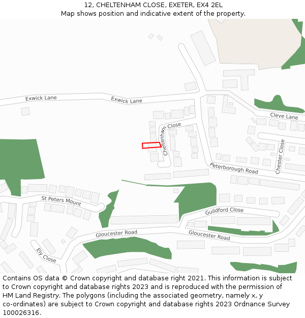 12, CHELTENHAM CLOSE, EXETER, EX4 2EL: Location map and indicative extent of plot