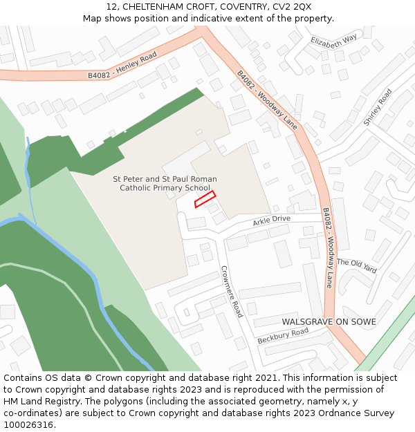 12, CHELTENHAM CROFT, COVENTRY, CV2 2QX: Location map and indicative extent of plot