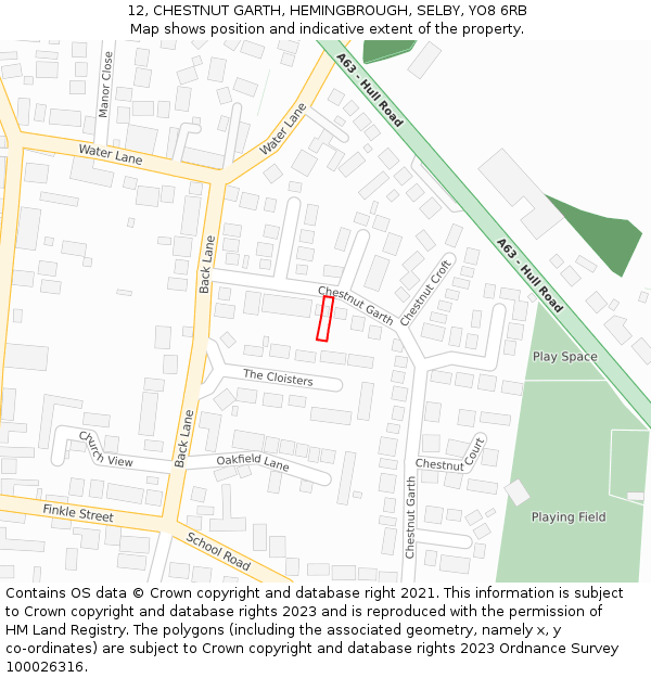 12, CHESTNUT GARTH, HEMINGBROUGH, SELBY, YO8 6RB: Location map and indicative extent of plot