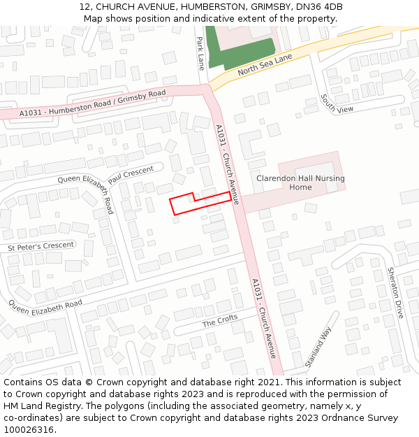 12, CHURCH AVENUE, HUMBERSTON, GRIMSBY, DN36 4DB: Location map and indicative extent of plot