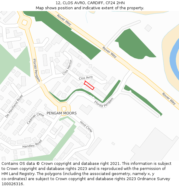 12, CLOS AVRO, CARDIFF, CF24 2HN: Location map and indicative extent of plot