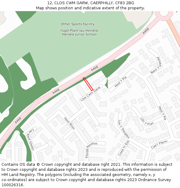 12, CLOS CWM GARW, CAERPHILLY, CF83 2BG: Location map and indicative extent of plot