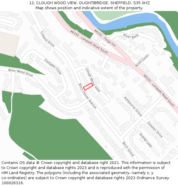 12, CLOUGH WOOD VIEW, OUGHTIBRIDGE, SHEFFIELD, S35 0HZ: Location map and indicative extent of plot