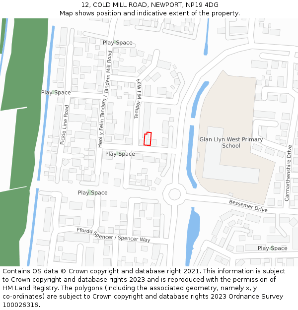 12, COLD MILL ROAD, NEWPORT, NP19 4DG: Location map and indicative extent of plot