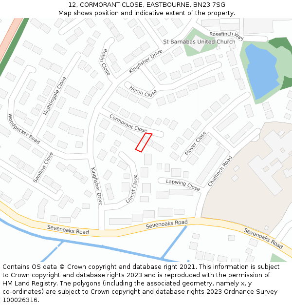 12, CORMORANT CLOSE, EASTBOURNE, BN23 7SG: Location map and indicative extent of plot