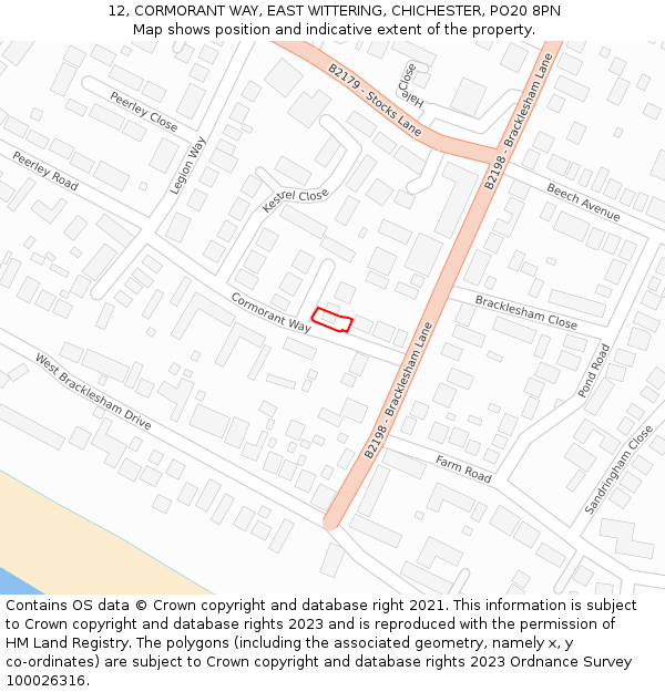 12, CORMORANT WAY, EAST WITTERING, CHICHESTER, PO20 8PN: Location map and indicative extent of plot