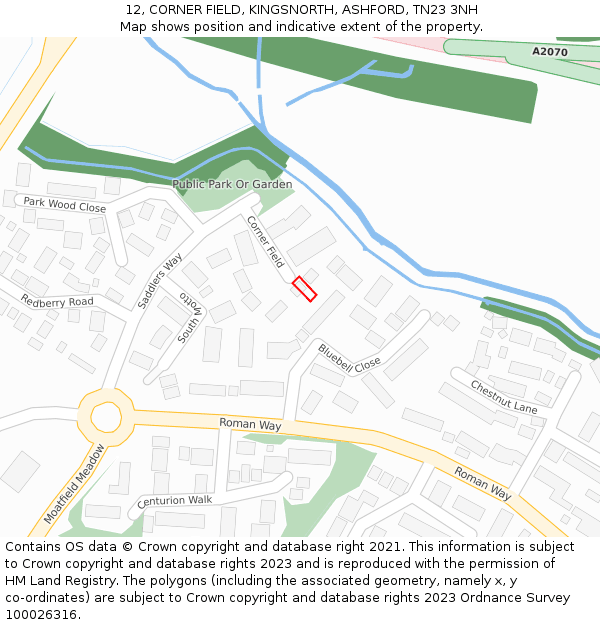 12, CORNER FIELD, KINGSNORTH, ASHFORD, TN23 3NH: Location map and indicative extent of plot