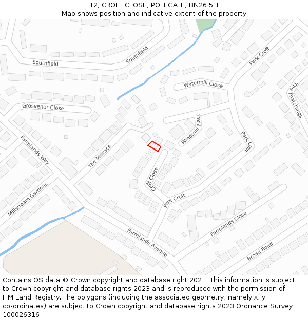 12, CROFT CLOSE, POLEGATE, BN26 5LE: Location map and indicative extent of plot