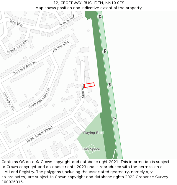 12, CROFT WAY, RUSHDEN, NN10 0ES: Location map and indicative extent of plot