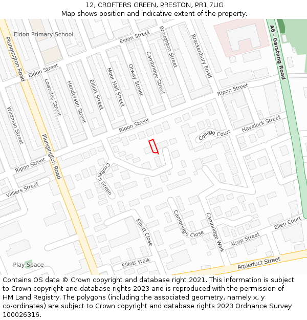 12, CROFTERS GREEN, PRESTON, PR1 7UG: Location map and indicative extent of plot