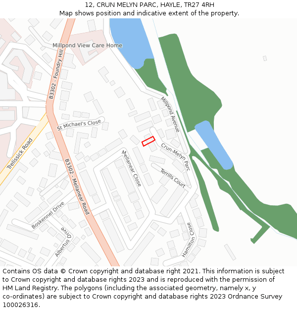 12, CRUN MELYN PARC, HAYLE, TR27 4RH: Location map and indicative extent of plot