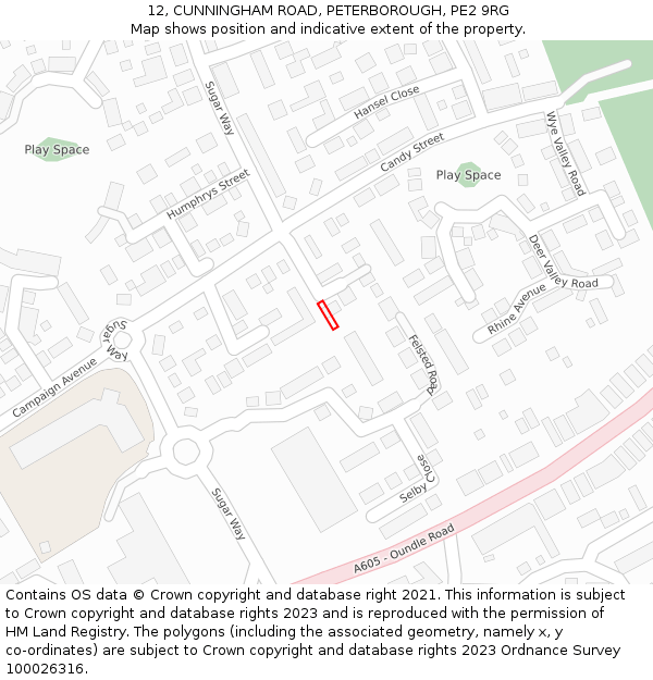 12, CUNNINGHAM ROAD, PETERBOROUGH, PE2 9RG: Location map and indicative extent of plot