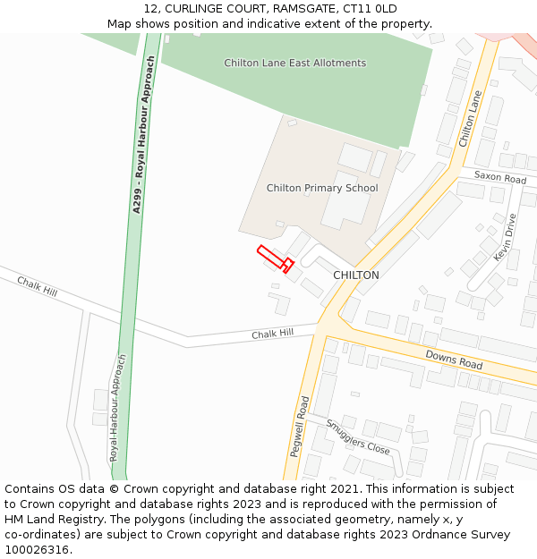 12, CURLINGE COURT, RAMSGATE, CT11 0LD: Location map and indicative extent of plot