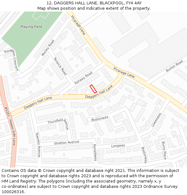 12, DAGGERS HALL LANE, BLACKPOOL, FY4 4AY: Location map and indicative extent of plot