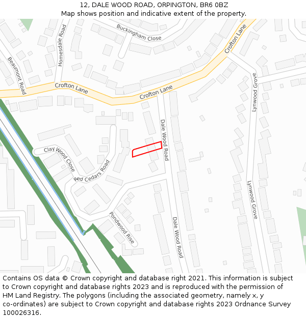 12, DALE WOOD ROAD, ORPINGTON, BR6 0BZ: Location map and indicative extent of plot