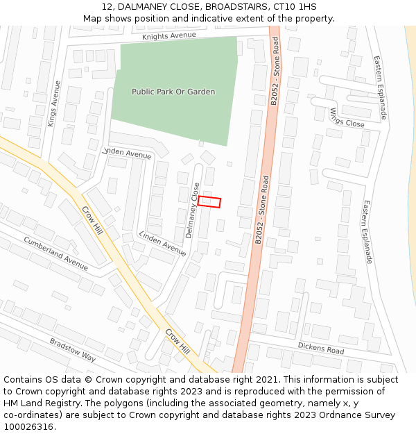 12, DALMANEY CLOSE, BROADSTAIRS, CT10 1HS: Location map and indicative extent of plot