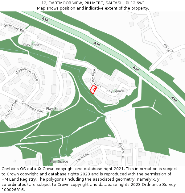 12, DARTMOOR VIEW, PILLMERE, SALTASH, PL12 6WF: Location map and indicative extent of plot