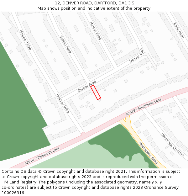 12, DENVER ROAD, DARTFORD, DA1 3JS: Location map and indicative extent of plot