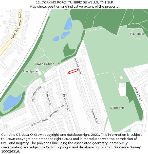 12, DORKING ROAD, TUNBRIDGE WELLS, TN1 2LP: Location map and indicative extent of plot