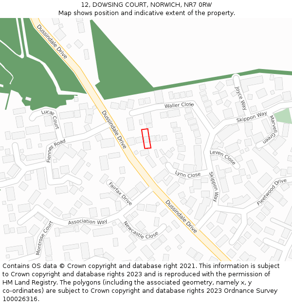 12, DOWSING COURT, NORWICH, NR7 0RW: Location map and indicative extent of plot