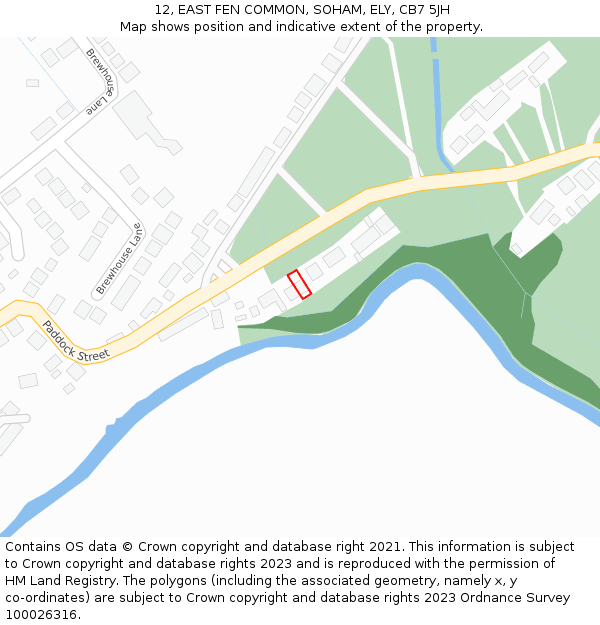 12, EAST FEN COMMON, SOHAM, ELY, CB7 5JH: Location map and indicative extent of plot