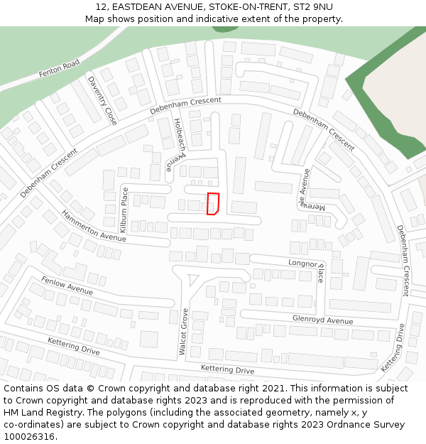 12, EASTDEAN AVENUE, STOKE-ON-TRENT, ST2 9NU: Location map and indicative extent of plot