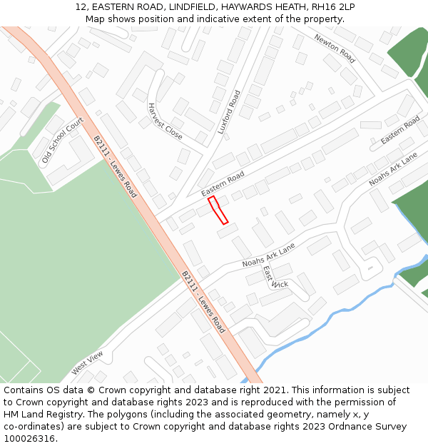 12, EASTERN ROAD, LINDFIELD, HAYWARDS HEATH, RH16 2LP: Location map and indicative extent of plot