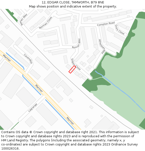 12, EDGAR CLOSE, TAMWORTH, B79 8NE: Location map and indicative extent of plot