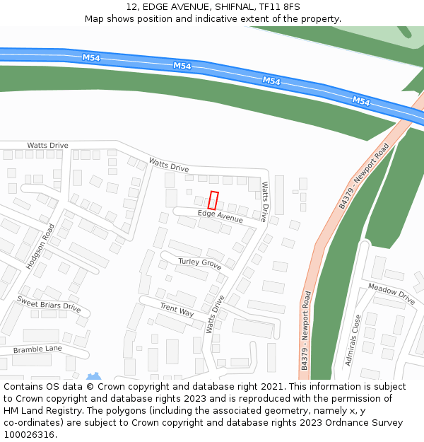 12, EDGE AVENUE, SHIFNAL, TF11 8FS: Location map and indicative extent of plot