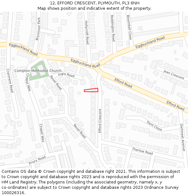 12, EFFORD CRESCENT, PLYMOUTH, PL3 6NH: Location map and indicative extent of plot