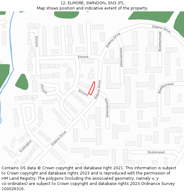 12, ELMORE, SWINDON, SN3 3TL: Location map and indicative extent of plot