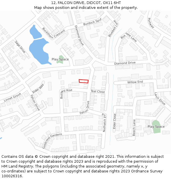 12, FALCON DRIVE, DIDCOT, OX11 6HT: Location map and indicative extent of plot