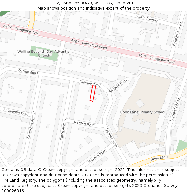 12, FARADAY ROAD, WELLING, DA16 2ET: Location map and indicative extent of plot