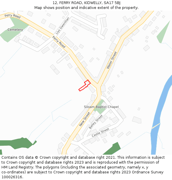 12, FERRY ROAD, KIDWELLY, SA17 5BJ: Location map and indicative extent of plot