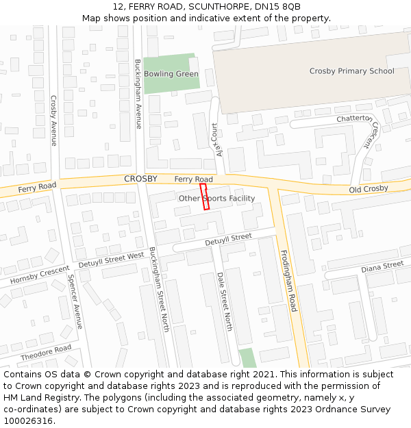 12, FERRY ROAD, SCUNTHORPE, DN15 8QB: Location map and indicative extent of plot