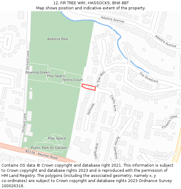 12, FIR TREE WAY, HASSOCKS, BN6 8BT: Location map and indicative extent of plot