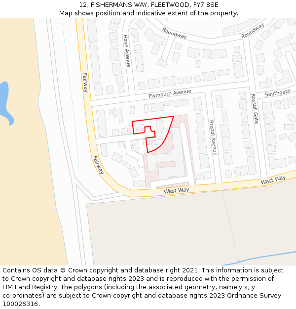 12, FISHERMANS WAY, FLEETWOOD, FY7 8SE: Location map and indicative extent of plot