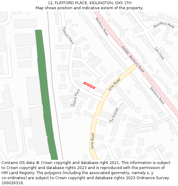 12, FLATFORD PLACE, KIDLINGTON, OX5 1TH: Location map and indicative extent of plot