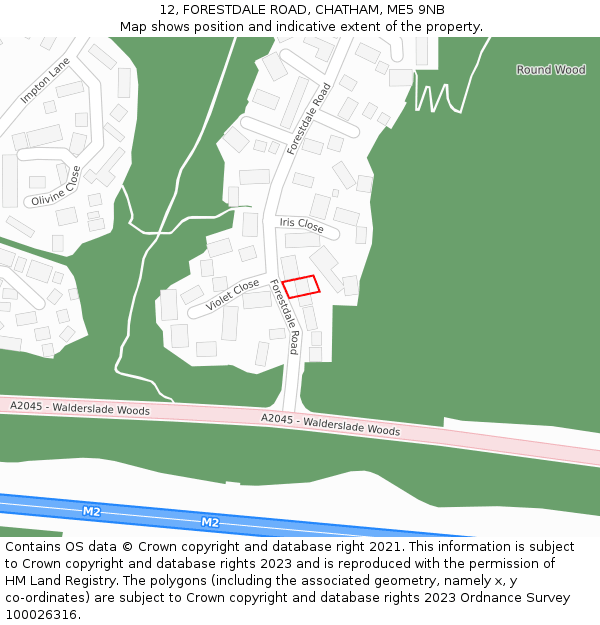 12, FORESTDALE ROAD, CHATHAM, ME5 9NB: Location map and indicative extent of plot