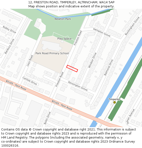 12, FRIESTON ROAD, TIMPERLEY, ALTRINCHAM, WA14 5AP: Location map and indicative extent of plot