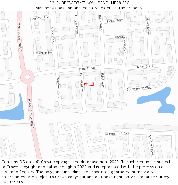 12, FURROW DRIVE, WALLSEND, NE28 9FG: Location map and indicative extent of plot